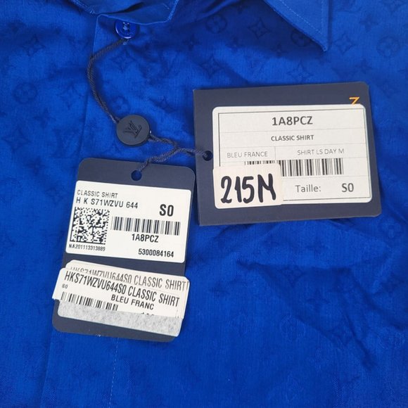 Louis Vuitton Men's Blue Cotton Monogram Classic Shirt - Picture 9 of 15
